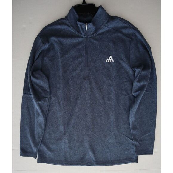 adidas ADK4427S21 Men's Sz L Heather Blue 1/4 Zip Long Sleeve Knit Pullover Top - Picture 8 of 9